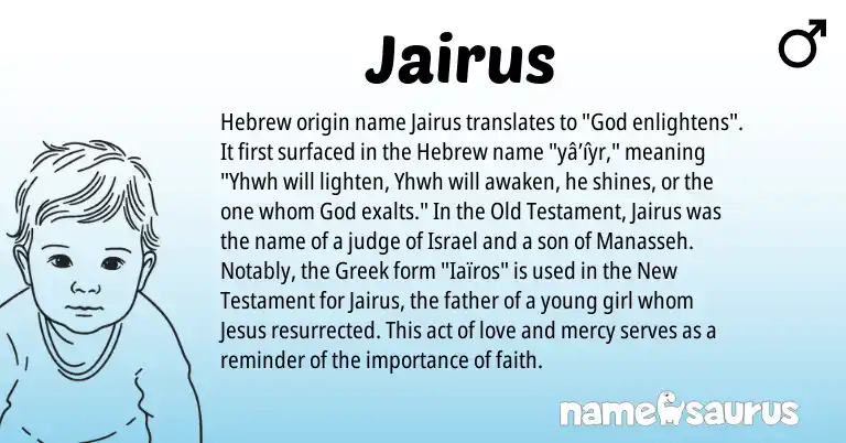 Infographic about Jairus name meaning, Jairus is a name from Hebrew, Greek origin(s).