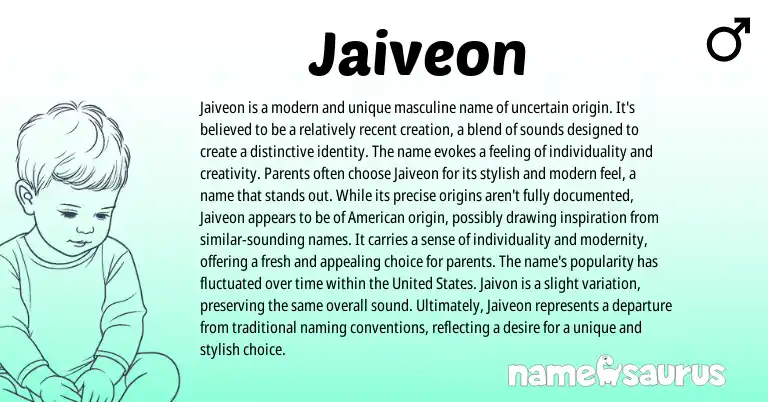 Infographic about Jaiveon name meaning, Jaiveon is a name from American origin(s).