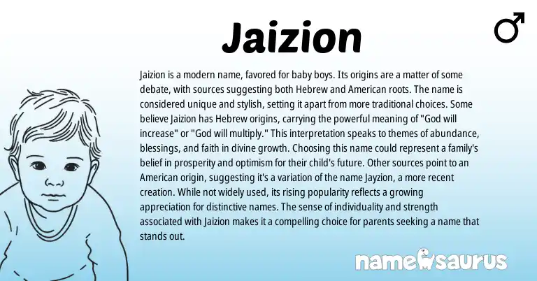 Infographic about Jaizion name meaning, Jaizion is a name from Hebrew origin(s).