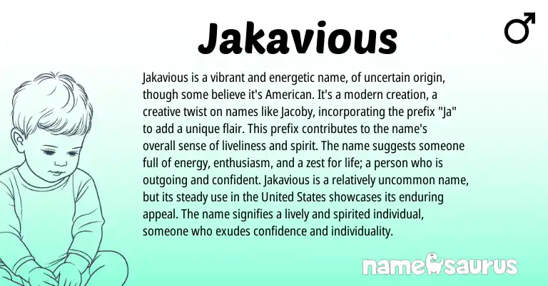 Infographic about Jakavious name meaning, Jakavious is a name from Other origin(s).