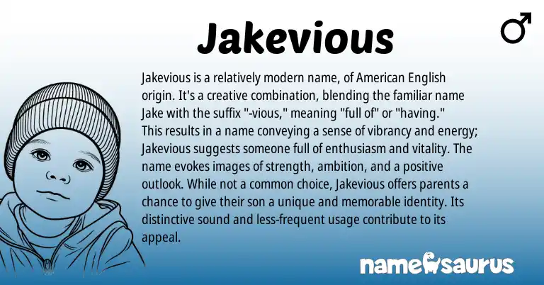 Infographic about Jakevious name meaning, Jakevious is a name from Other origin(s).