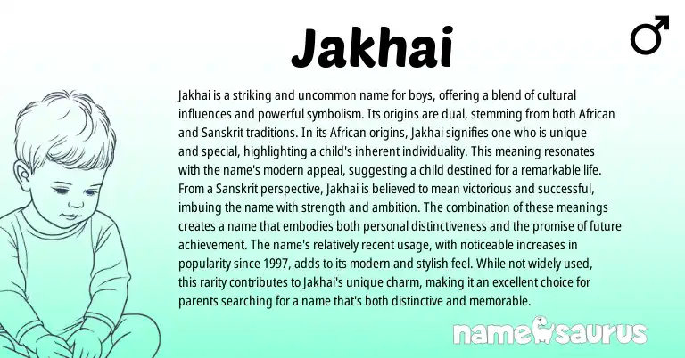 Infographic about Jakhai name meaning, Jakhai is a name from African, Sanskrit origin(s).