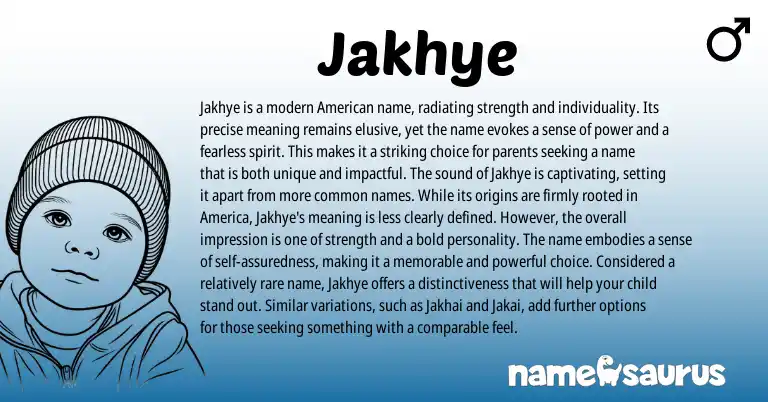 Infographic about Jakhye name meaning, Jakhye is a name from American origin(s).