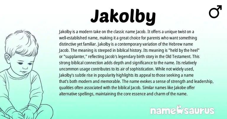 Infographic about Jakolby name meaning, Jakolby is a name from Hebrew, Biblical origin(s).