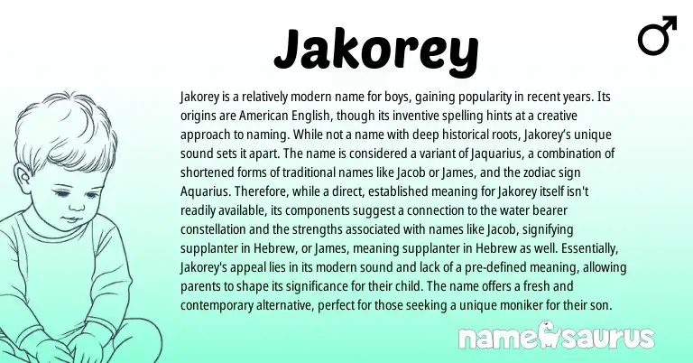 Infographic about Jakorey name meaning, Jakorey is a name from Other origin(s).