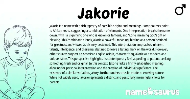 Infographic about Jakorie name meaning, Jakorie is a name from African origin(s).