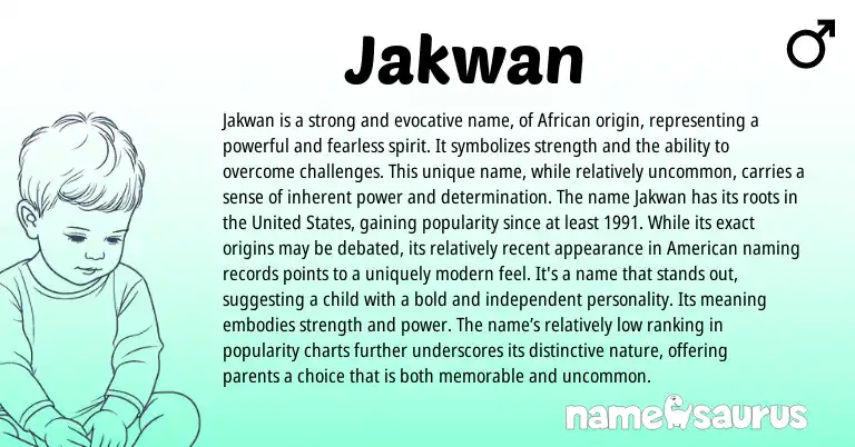 Infographic about Jakwan name meaning, Jakwan is a name from African origin(s).