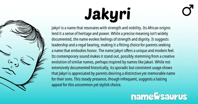Infographic about Jakyri name meaning, Jakyri is a name from African origin(s).