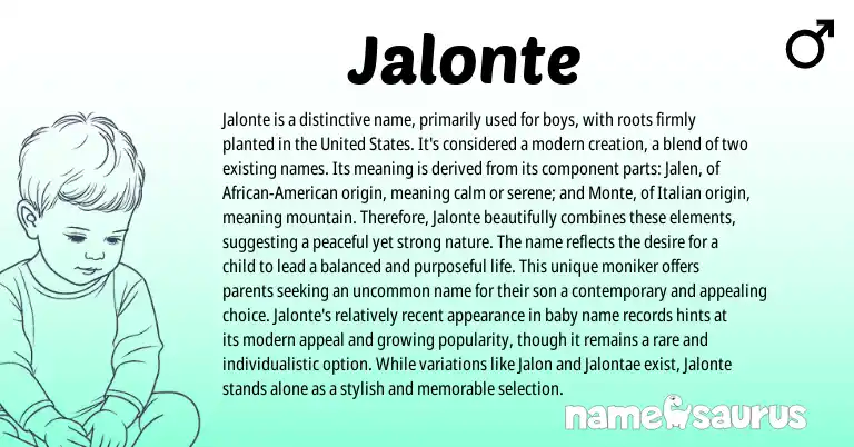 Infographic about Jalonte name meaning, Jalonte is a name from Italian origin(s).