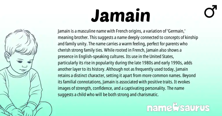 Infographic about Jamain name meaning, Jamain is a name from French origin(s).