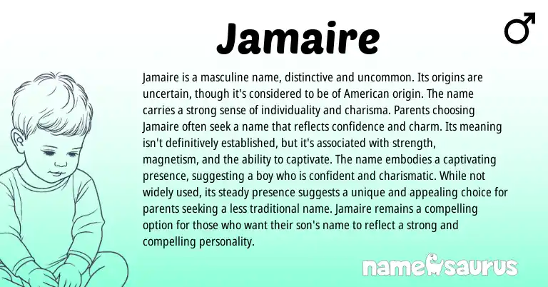 Infographic about Jamaire name meaning, Jamaire is a name from Other origin(s).