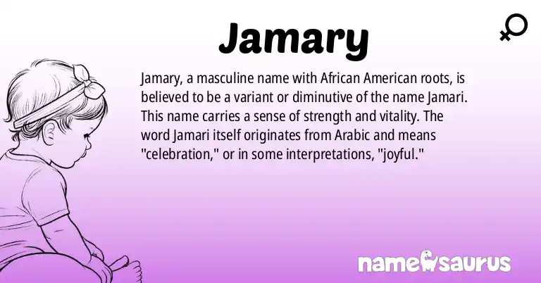 Infographic about Jamary name meaning, Jamary is a name from African American origin(s).
