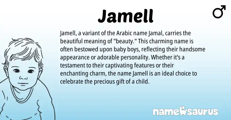 Infographic about Jamell name meaning, Jamell is a name from Arabic origin(s).