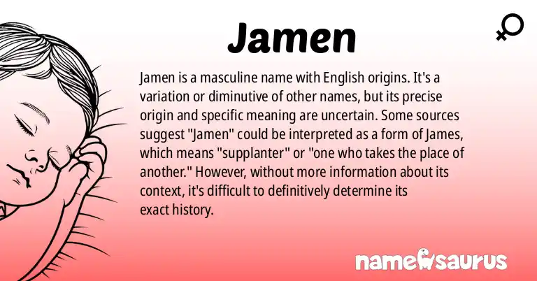 Infographic about Jamen name meaning, Jamen is a name from English origin(s).