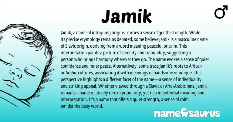 Infographic about Jamik name meaning, Jamik is a name from Slavic origin(s).