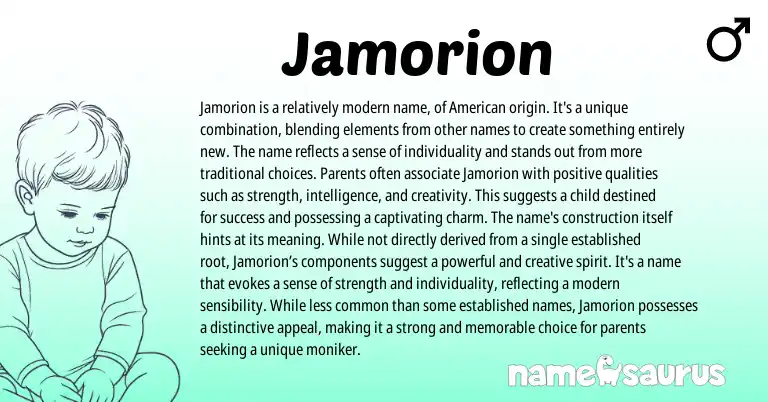 Infographic about Jamorion name meaning, Jamorion is a name from English, American origin(s).