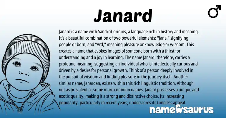 Infographic about Janard name meaning, Janard is a name from Indian origin(s).