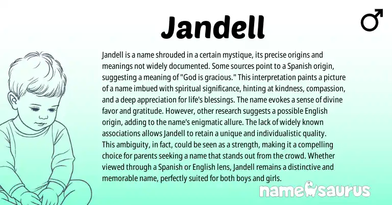 Infographic about Jandell name meaning, Jandell is a name from Spanish origin(s).