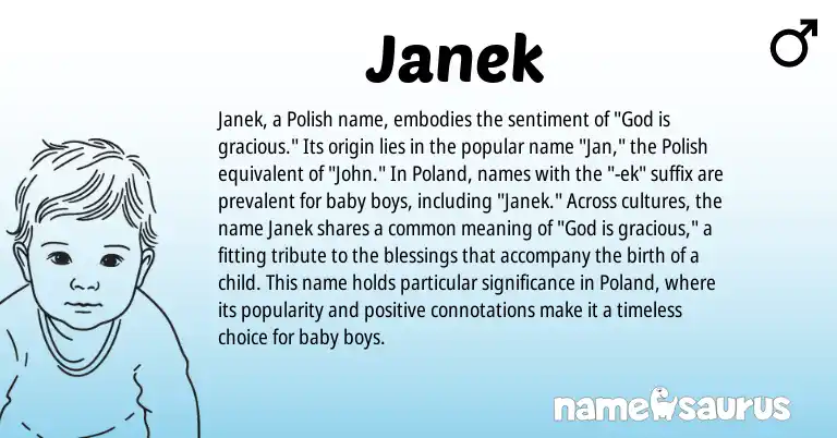 Infographic about Janek name meaning, Janek is a name from Polish origin(s).