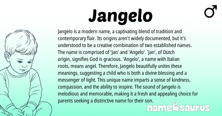 Infographic about Jangelo name meaning, Jangelo is a name from Italian, American origin(s).