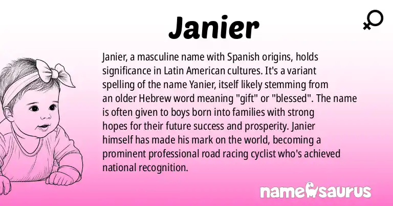 Infographic about Janier name meaning, Janier is a name from Spanish (Latin American) origin(s).
