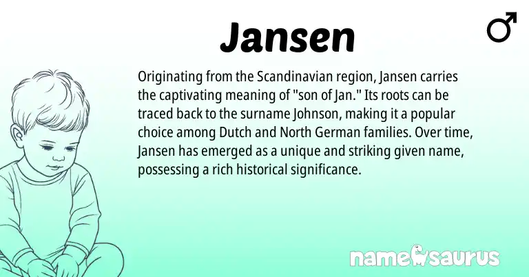 Infographic about Jansen name meaning, Jansen is a name from Scandinavian, Dutch, North German origin(s).