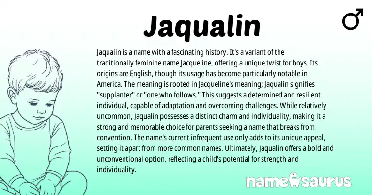 Infographic about Jaqualin name meaning, Jaqualin is a name from English origin(s).