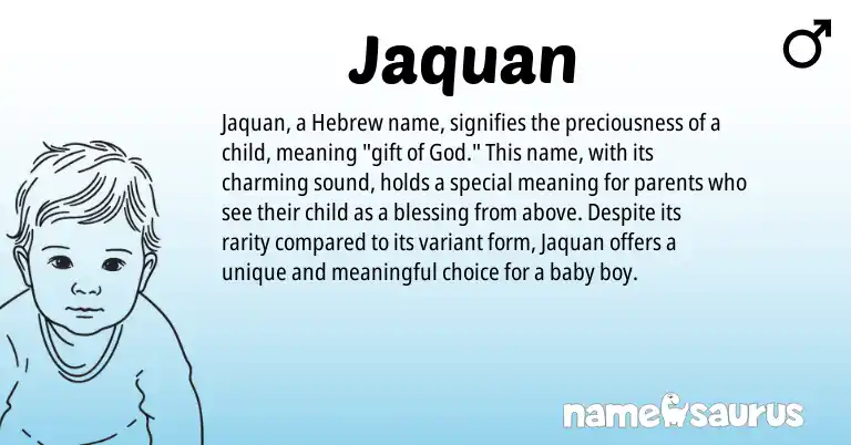 Infographic about Jaquan name meaning, Jaquan is a name from Hebrew origin(s).