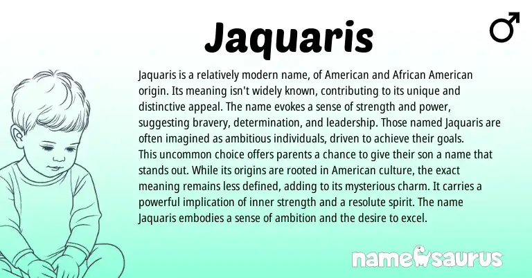 Infographic about Jaquaris name meaning, Jaquaris is a name from American origin(s).