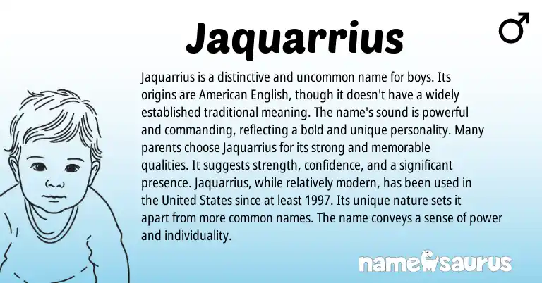 Infographic about Jaquarrius name meaning, Jaquarrius is a name from Other origin(s).