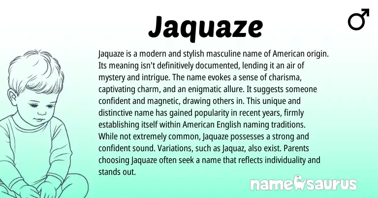 Infographic about Jaquaze name meaning, Jaquaze is a name from American origin(s).