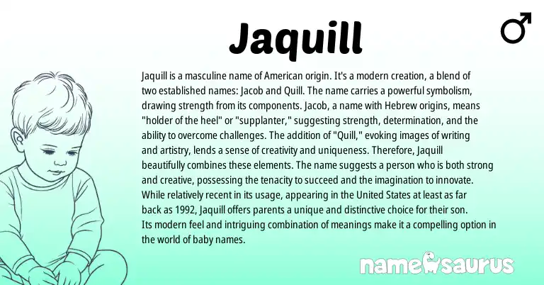 Infographic about Jaquill name meaning, Jaquill is a name from American origin(s).