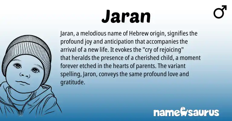 Infographic about Jaran name meaning, Jaran is a name from Hebrew origin(s).