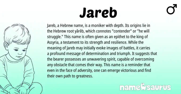 Infographic about Jareb name meaning, Jareb is a name from Hebrew origin(s).