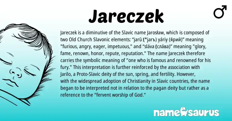 Infographic about Jareczek name meaning, Jareczek is a name from Slavic, Christianity origin(s).
