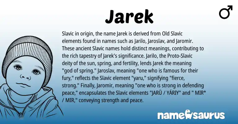 Infographic about Jarek name meaning, Jarek is a name from Slavic, Old Slavic origin(s).