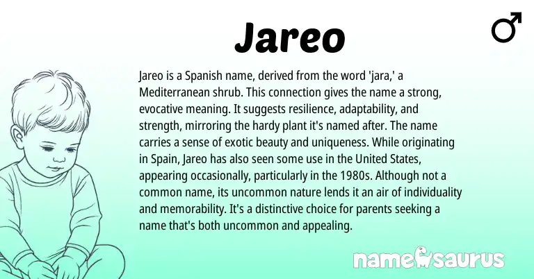Infographic about Jareo name meaning, Jareo is a name from Spanish origin(s).