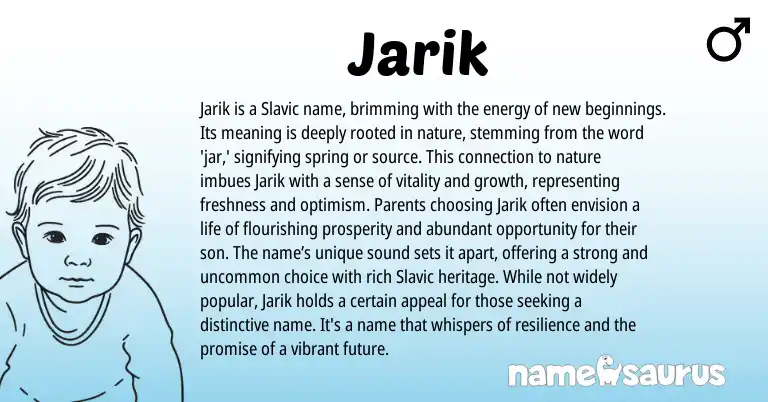 Infographic about Jarik name meaning, Jarik is a name from Slavic origin(s).