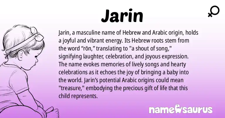Infographic about Jarin name meaning, Jarin is a name from Hebrew, Arabic origin(s).