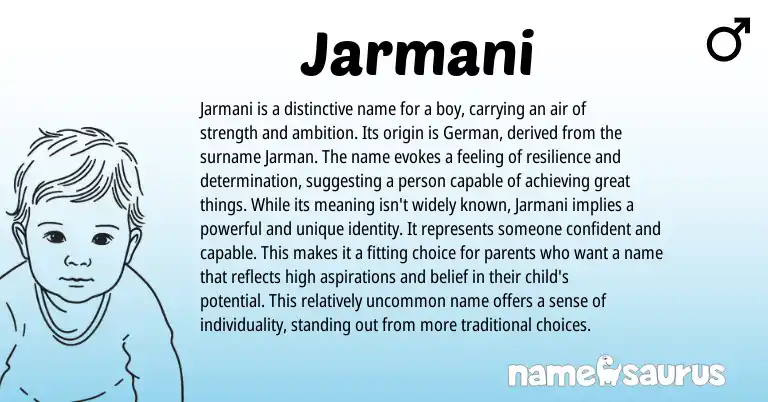Infographic about Jarmani name meaning, Jarmani is a name from Other origin(s).