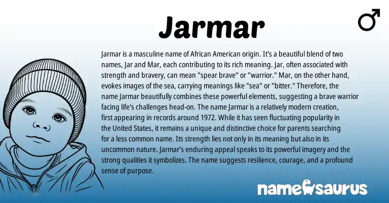 Infographic about Jarmar name meaning, Jarmar is a name from American, African origin(s).