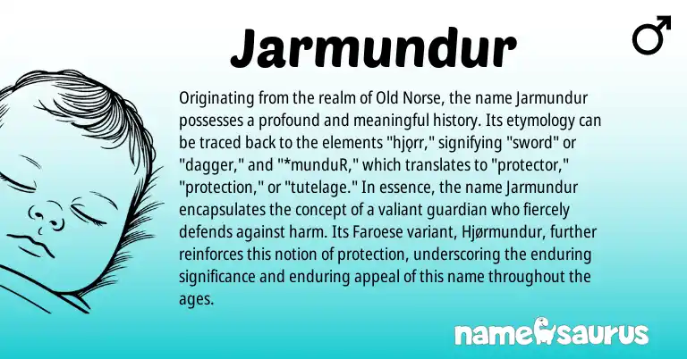 Infographic about Jarmundur name meaning, Jarmundur is a name from Old Norse, Faroese origin(s).