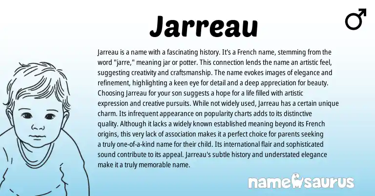 Infographic about Jarreau name meaning, Jarreau is a name from French origin(s).