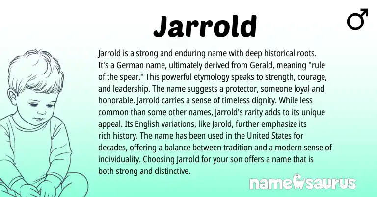 Infographic about Jarrold name meaning, Jarrold is a name from Germanic origin(s).