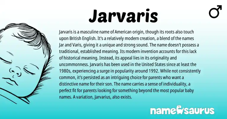 Infographic about Jarvaris name meaning, Jarvaris is a name from American origin(s).