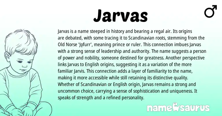 Infographic about Jarvas name meaning, Jarvas is a name from Scandinavian, Norse origin(s).