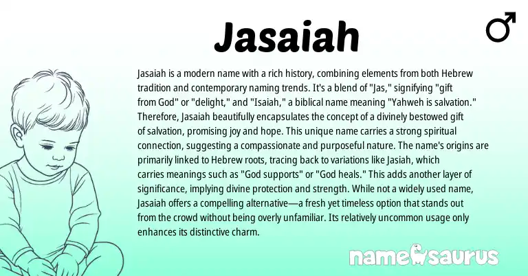 Infographic about Jasaiah name meaning, Jasaiah is a name from Biblical origin(s).
