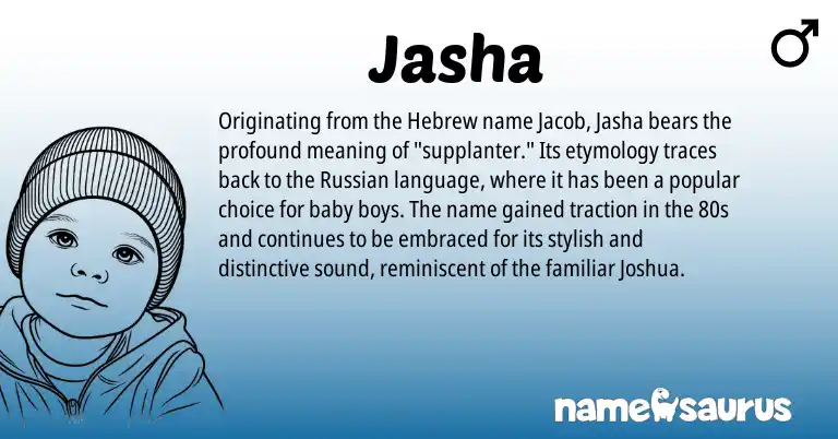 Infographic about Jasha name meaning, Jasha is a name from Russian, Hebrew origin(s).
