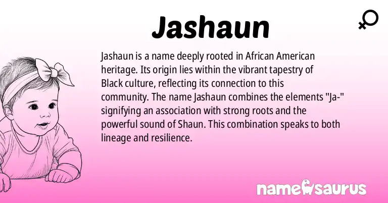 Infographic about Jashaun name meaning, Jashaun is a name from African American origin(s).