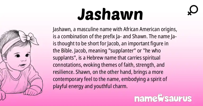 Infographic about Jashawn name meaning, Jashawn is a name from African American origin(s).